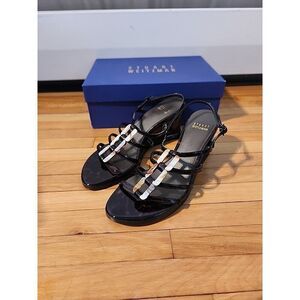 Stuart Weitzman Brown Strappy Wedge Sandals Sz 7.5 Mariner Tartuga Marbled